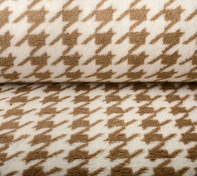 Teddy Stof Pied de Poule Beige Bruin Teddy Stof Pied de Poule Beige Bruin