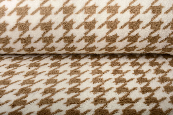 Teddystoff Pied de Poule Beige Braun Teddystoff Pied de Poule Beige Braun