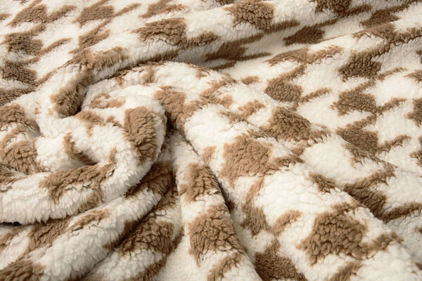 Teddy Stof Pied de Poule Beige Bruin Teddy Stof Pied de Poule Beige Bruin