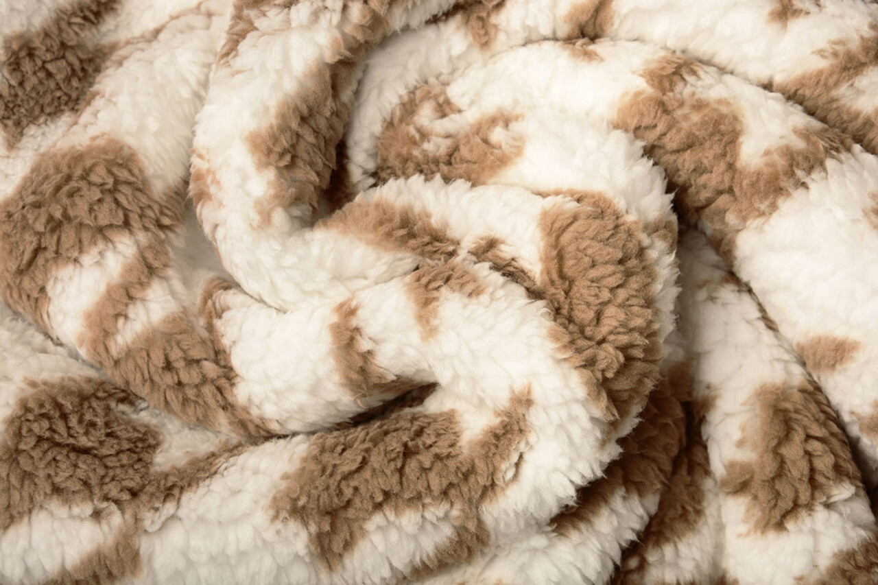 Teddy Tissu Pied de Poule Beige Marron Teddy Tissu Pied de Poule Beige Marron