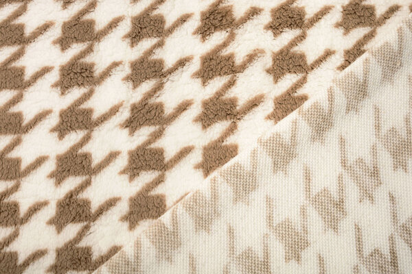 Teddystoff Pied de Poule Beige Braun Teddystoff Pied de Poule Beige Braun