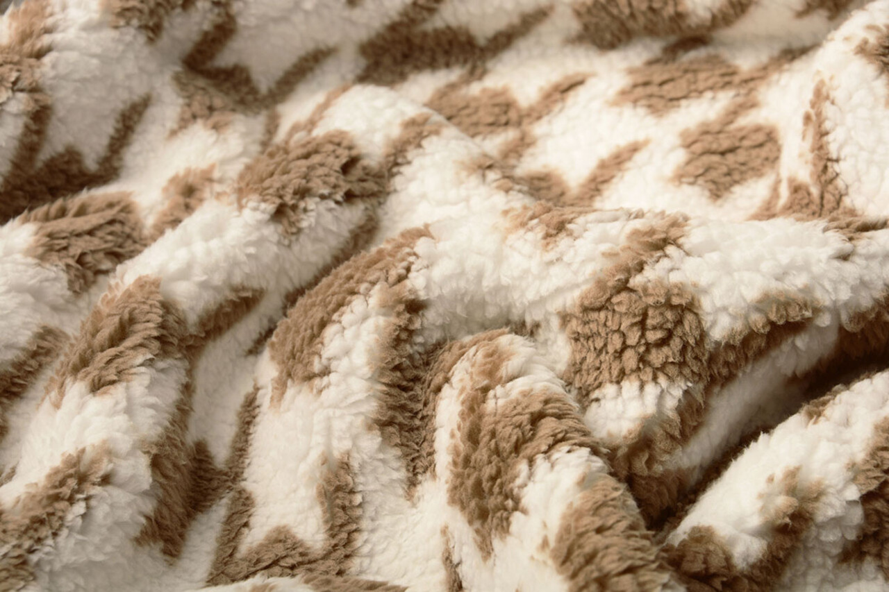 Teddy Tessuto Pied Il Poule Beige Marrone Teddy Tessuto Pied Il Poule Beige Marrone