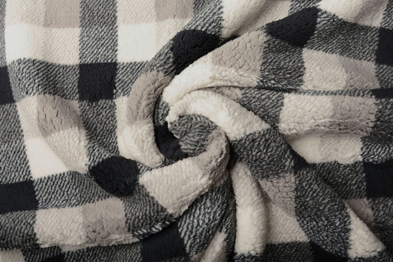 Curly Teddy Checkered Grey