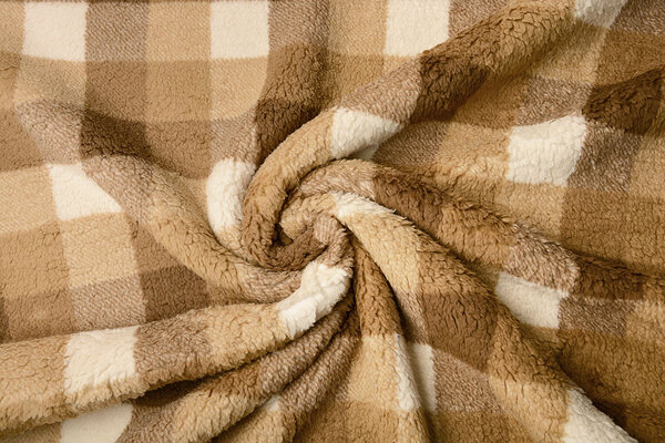 Curly Teddy Checkered Mocha Braun