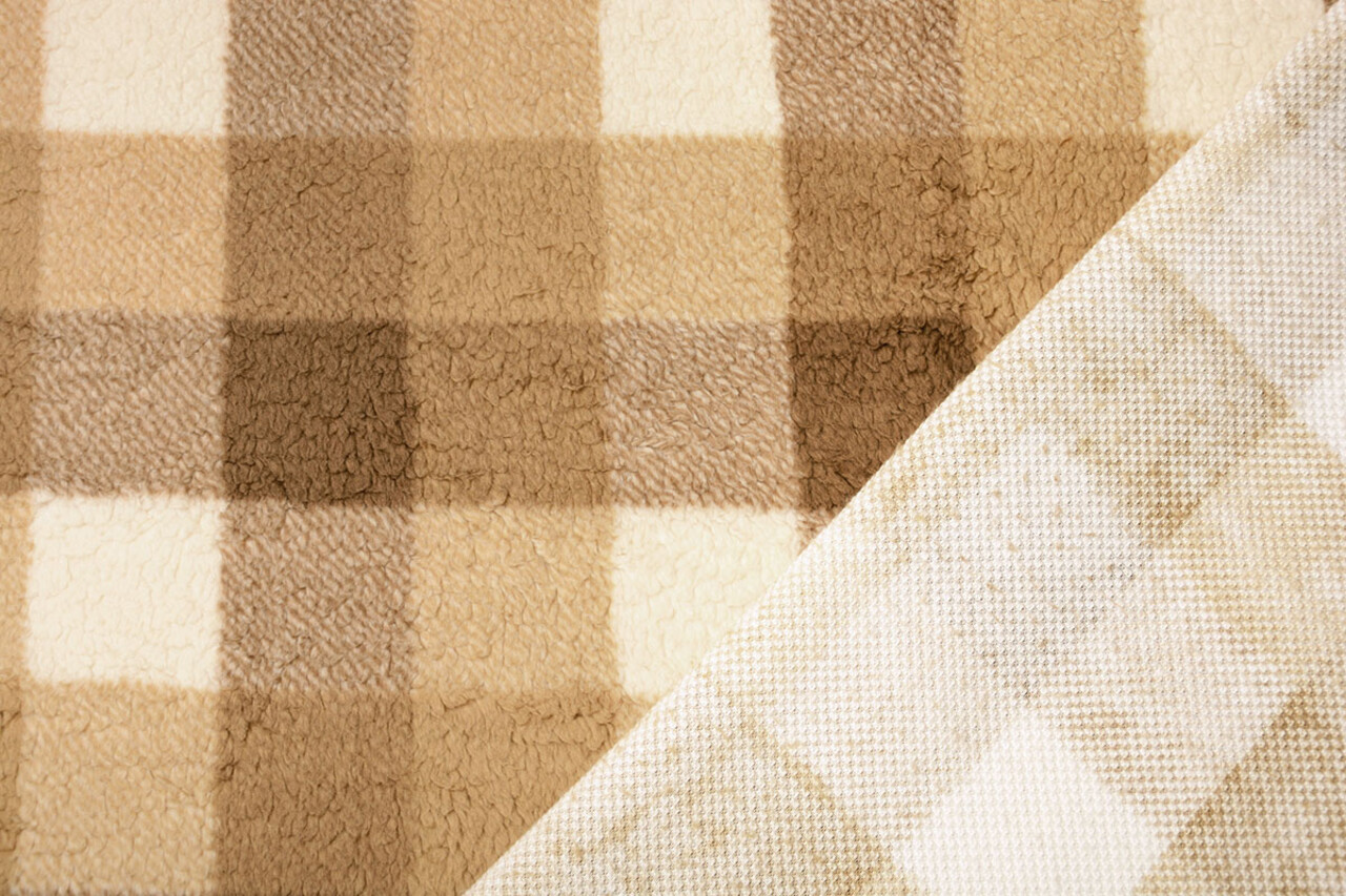 Teddy Tissu Carreaux Marron Moka Teddy Tissu Carreaux Marron Moka