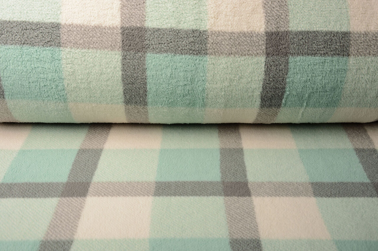 Teddy Stof Grote Ruit Mint Groen Teddy Stof Grote Ruit Mint Groen