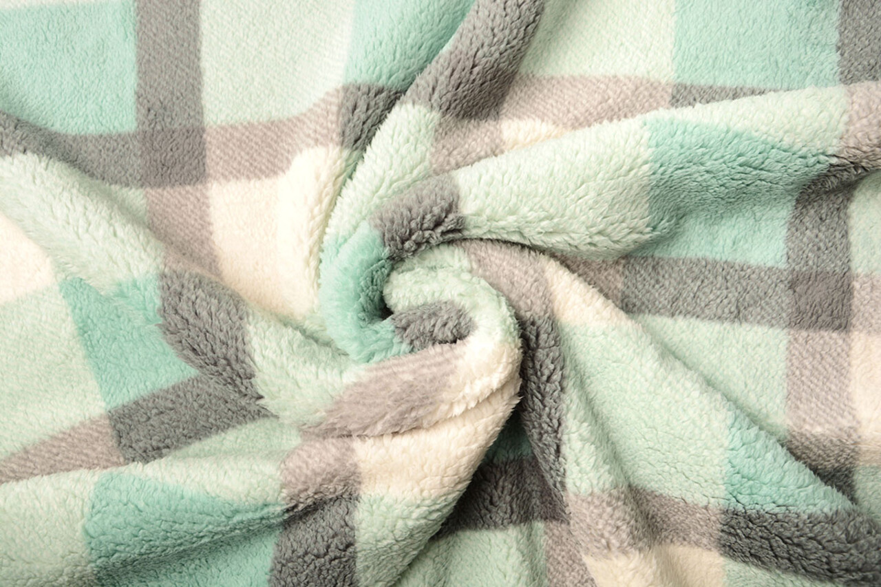 Teddy Tessuto Grande Quadri Verde Menta Teddy Tessuto Grande Quadri Verde Menta