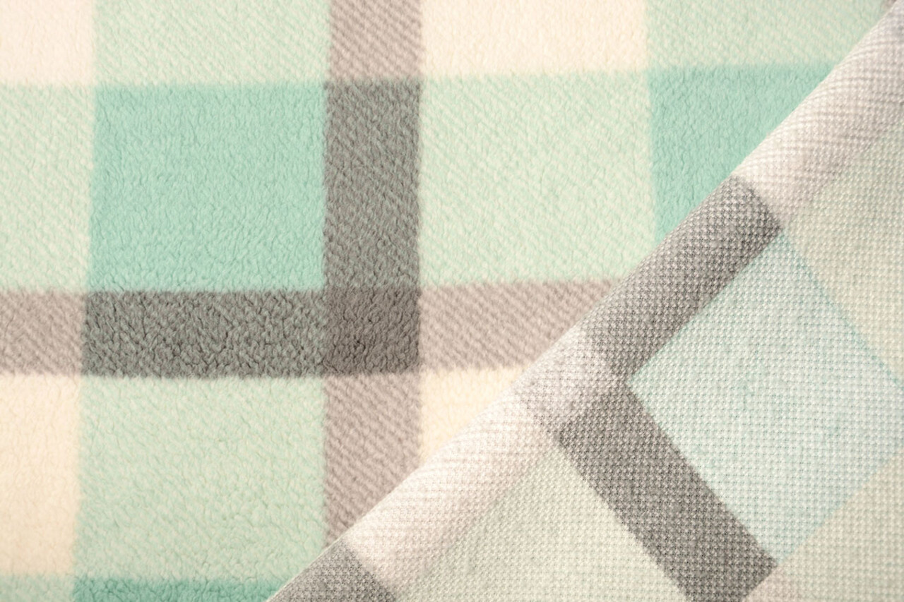 Curly Teddy Large Checkered Mint Green