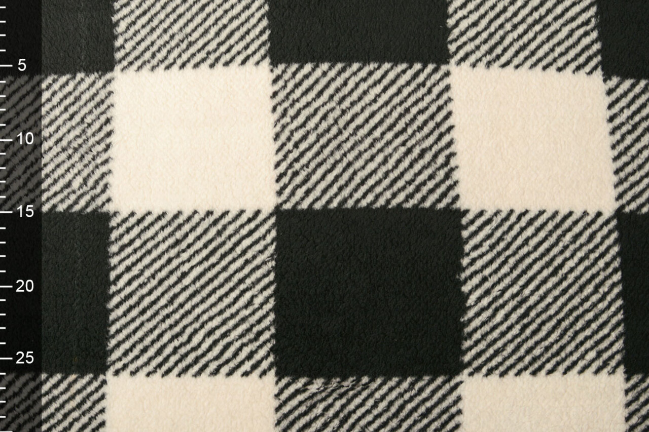 Curly Teddy Large Checkered Creme Black