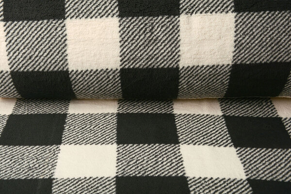 Curly Teddy Large Checkered Creme Black