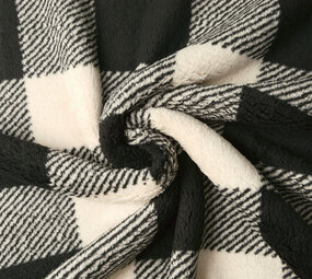 Curly Teddy Large Checkered Creme Black