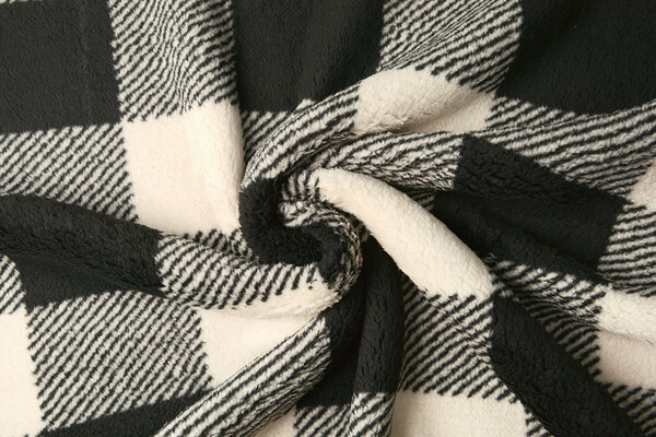 Curly Teddy Large Checkered Creme Black