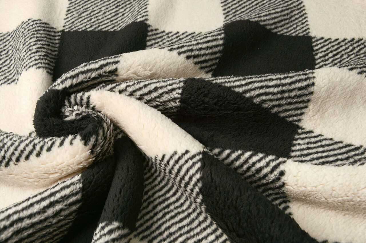 Teddy Tissu Grand Carreaux Crème Noir