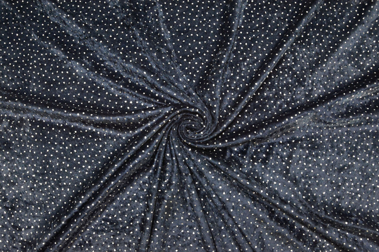 Velours met Glitter Marine Blauw