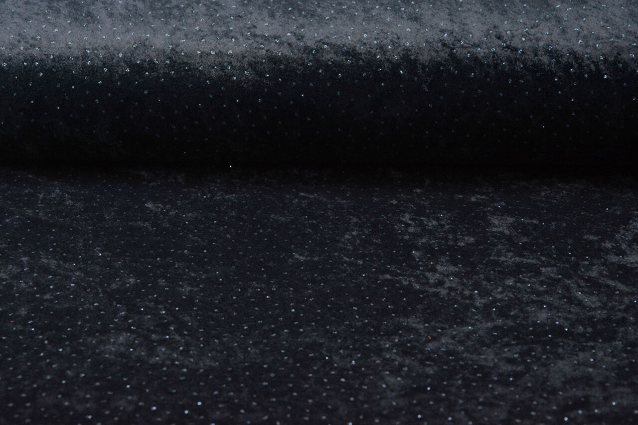 Velours met Blauwe Glitter Marine Blauw