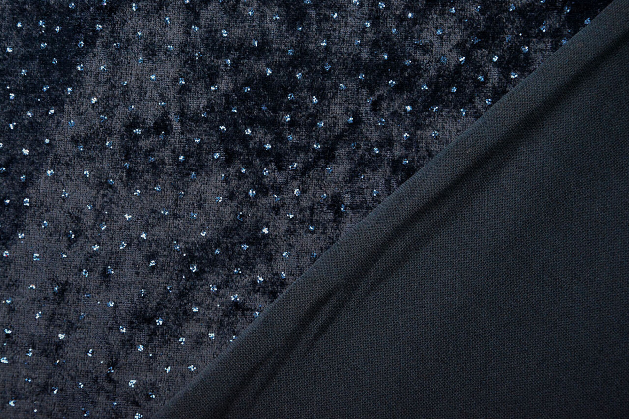 Velours avec Blauwe Paillettes Bleu Marine Velours avec Blauwe Paillettes Bleu Marine