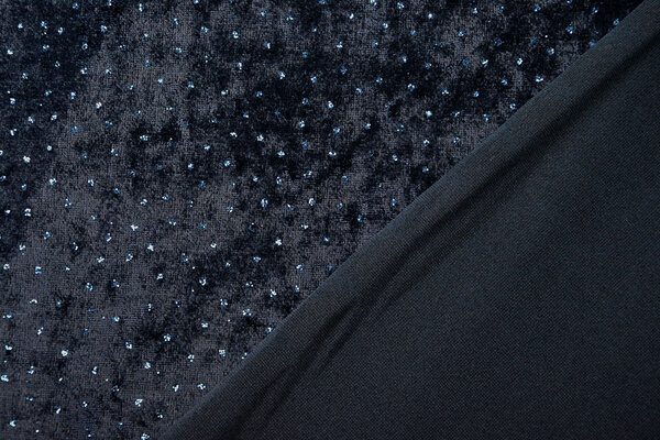 Velours met Blauwe Glitter Marine Blauw