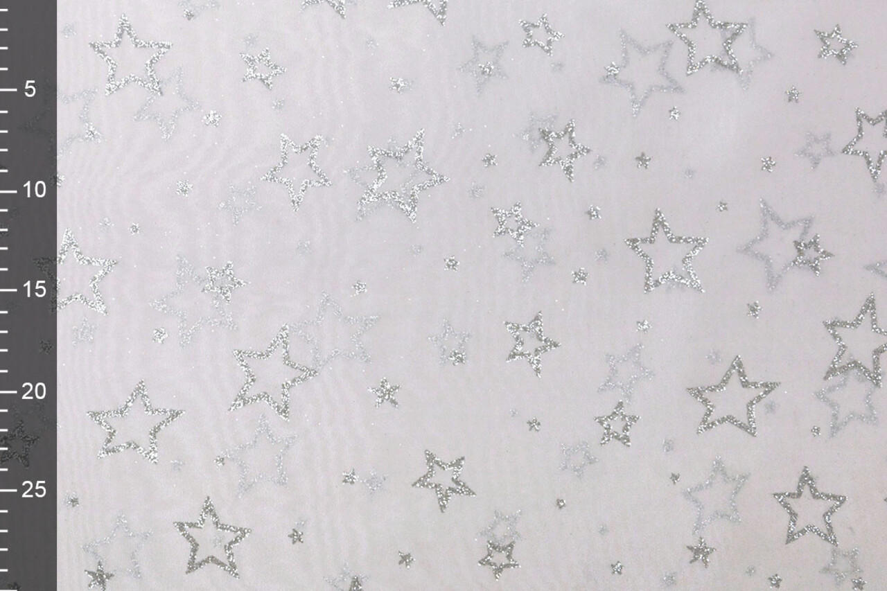 Luxe Organza Estrellas Plateado Blanco
