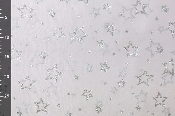 Luxuriöser Organza Sternen Silber Weiß Luxuriöser Organza Sternen Silber Weiß