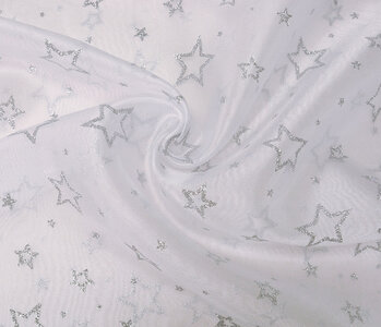 Luxury Organza Stars Silver White