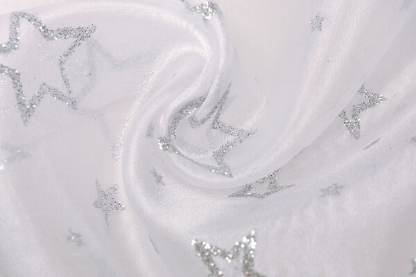 Luxe Organza Étoiles Argent Blanc Luxe Organza Étoiles Argent Blanc