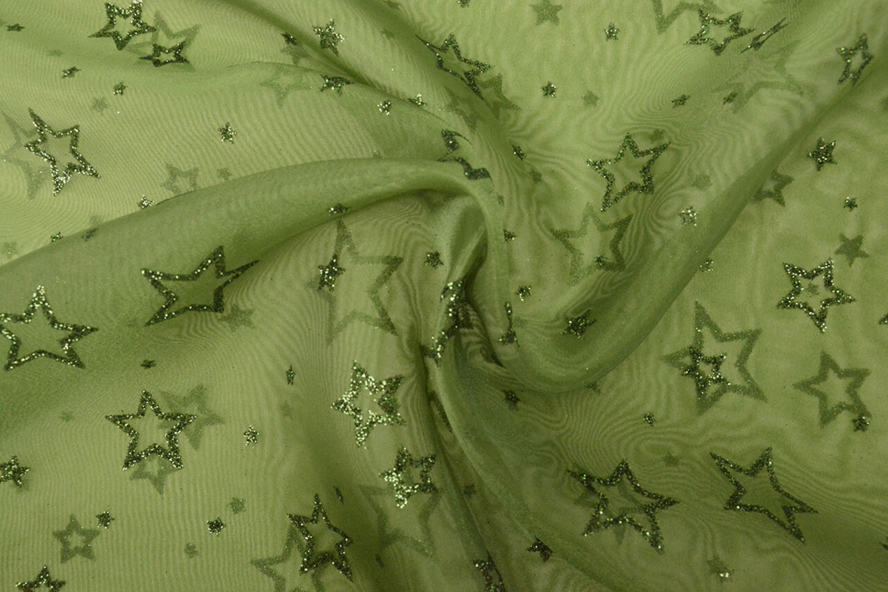 Luxe Organza Estrellas Verde