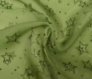 Luxury Organza Stars Green