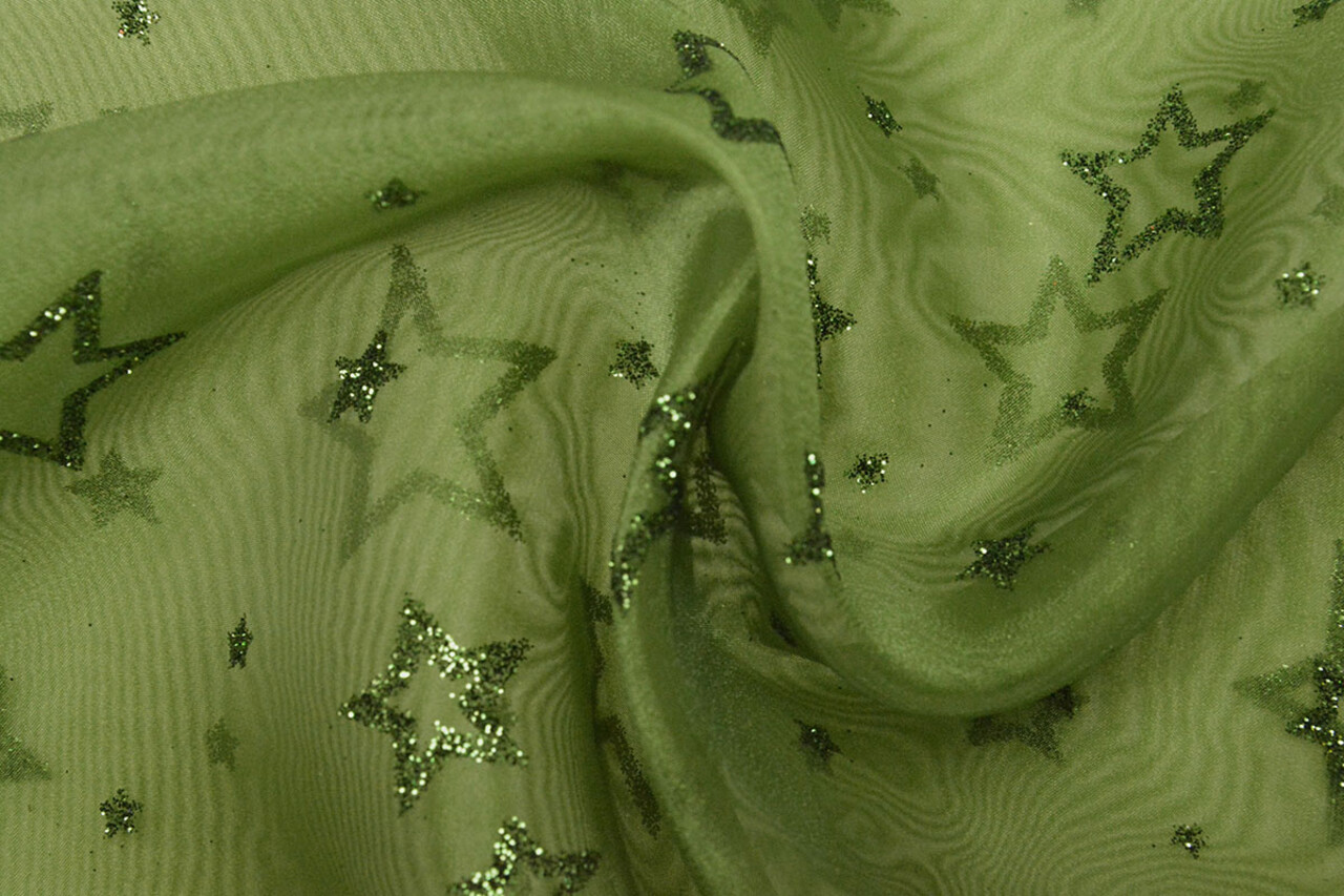 Luxe Organza Sterren Groen