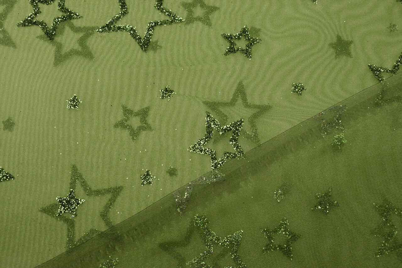 Luxe Organza Sterren Groen