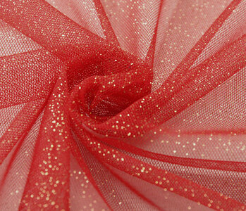 Fine Tule with Glitter Red