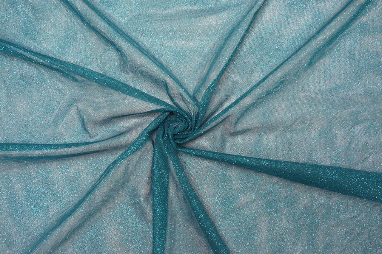 Fijne Tule met Glitter Petrol