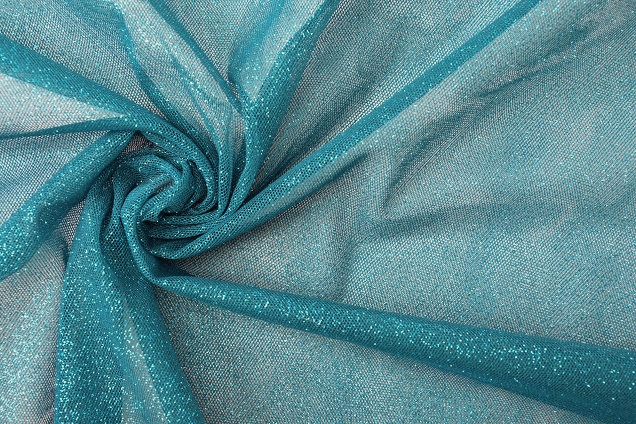 Fijne Tule met Glitter Petrol