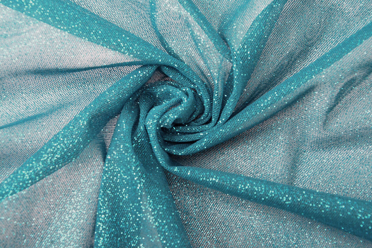 Fijne Tule met Glitter Petrol