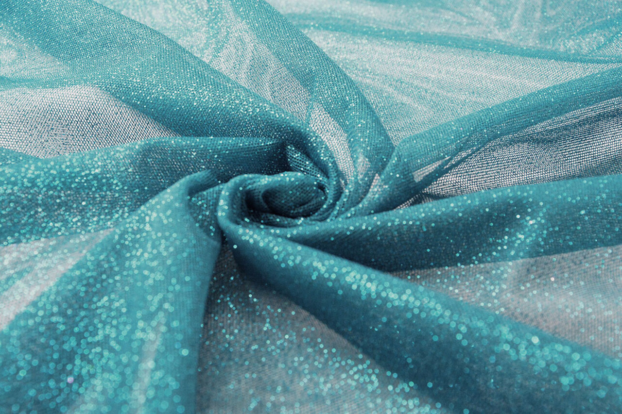 Fijne Tule met Glitter Petrol