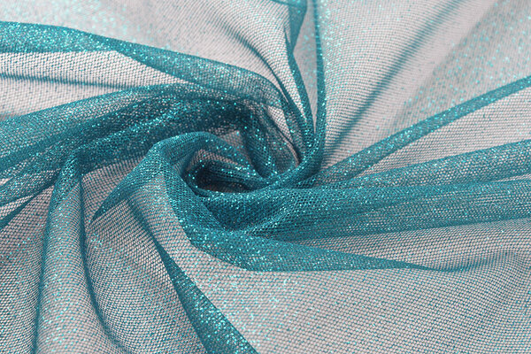 Feiner Tüll mit Glitzer Petrol
