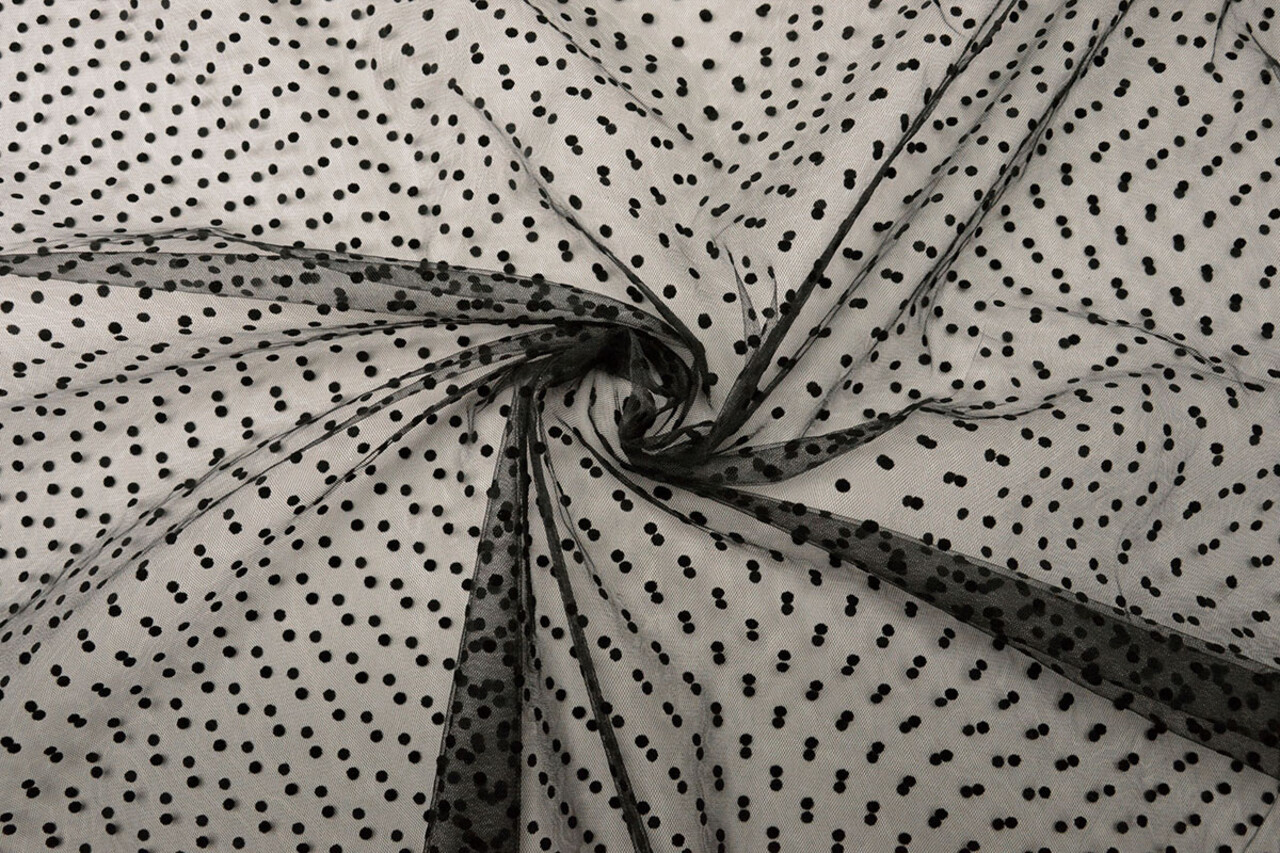 Feiner Tüll Kleine Dots Schwarz
