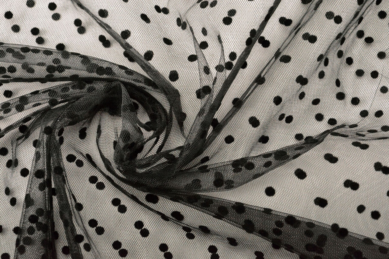 Feiner Tüll Kleine Dots Schwarz