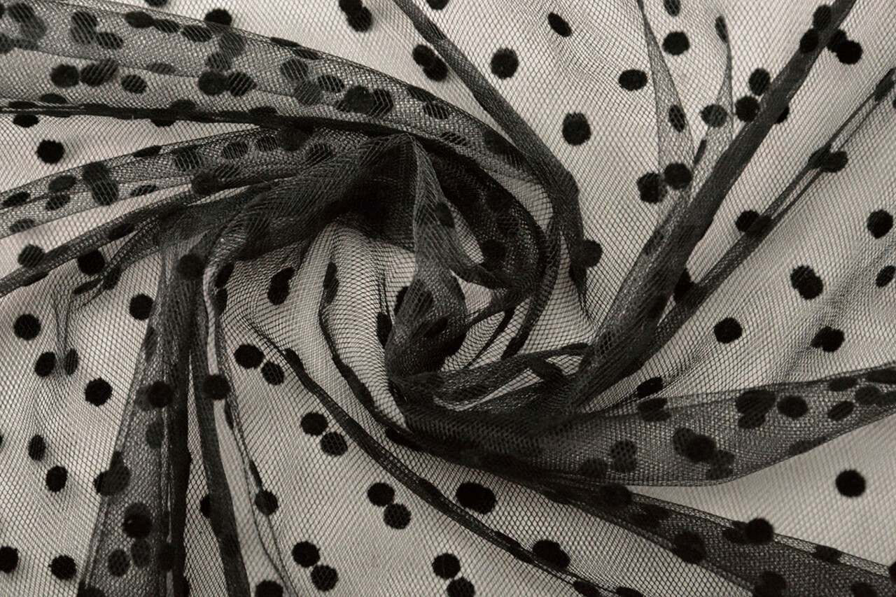 Feiner Tüll Kleine Dots Schwarz