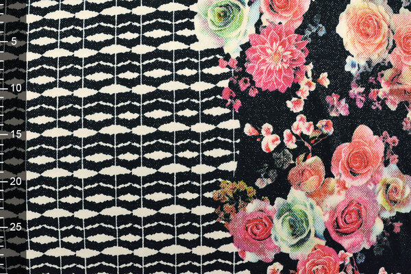 Scuba Crepe Printed Flores Black