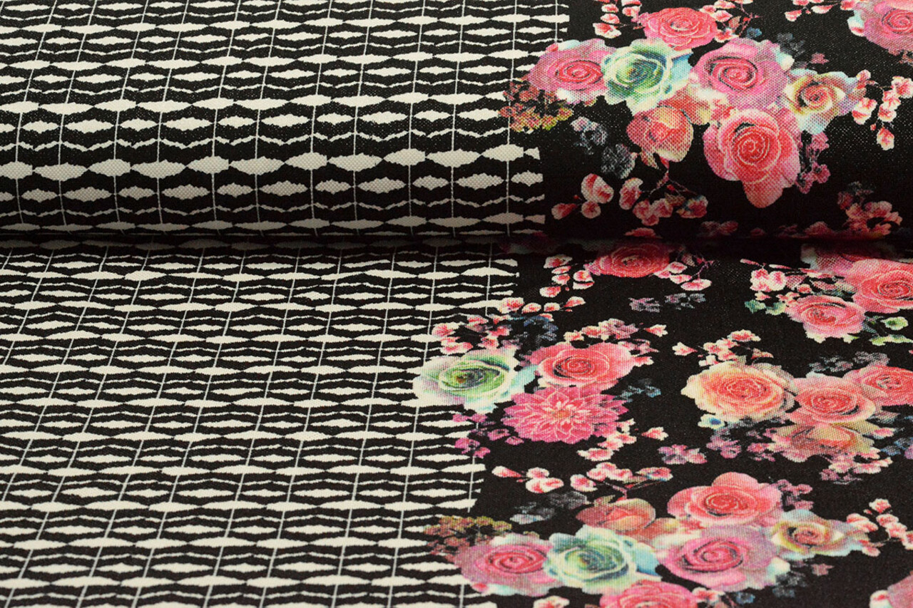 Scuba Crepe Printed Flores Black