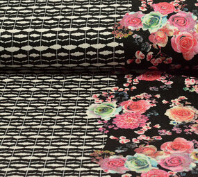 Scuba Crepé Estampado Flores Negro Scuba Crepé Estampado Flores Negro