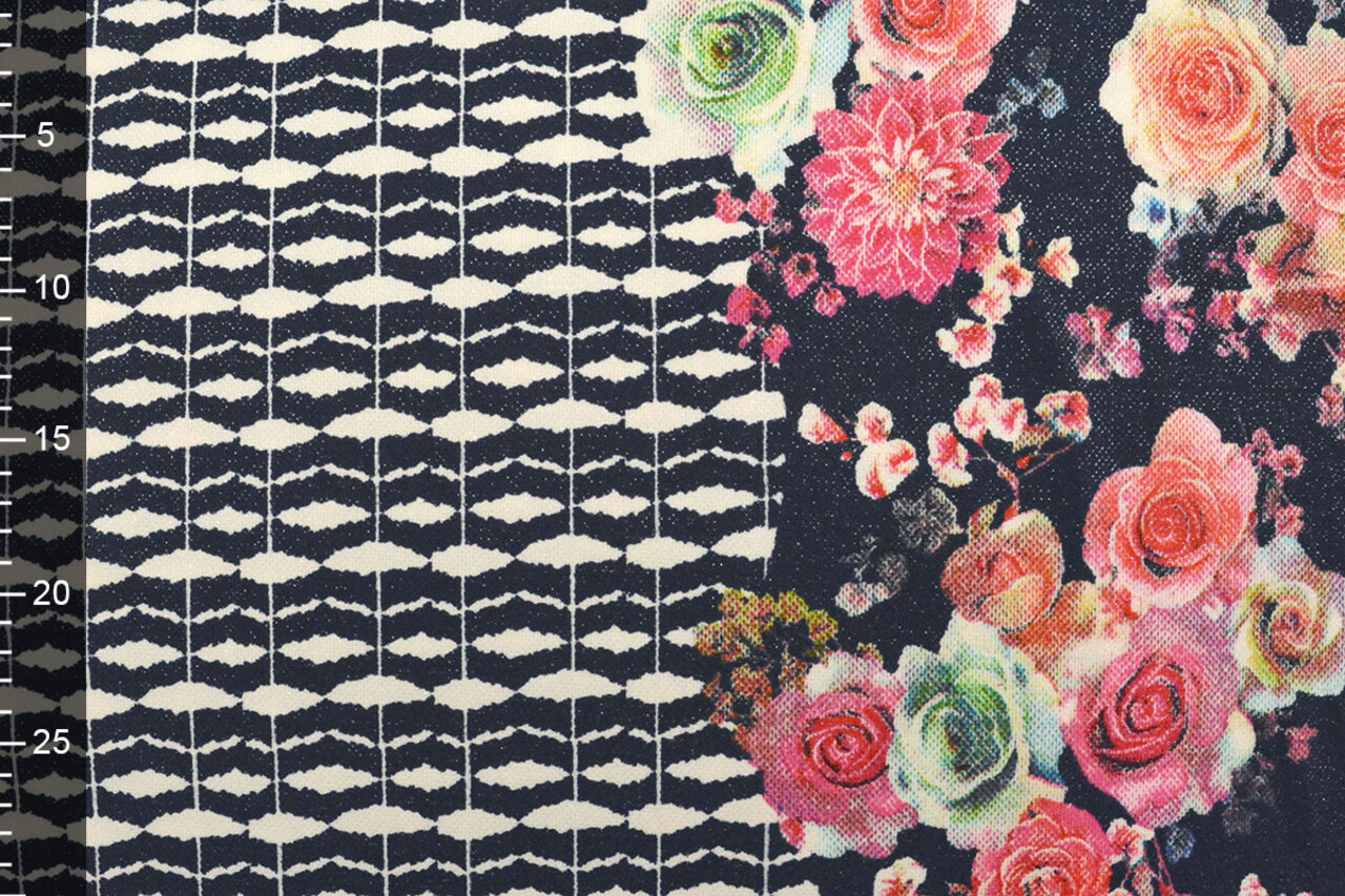 Scuba Crepe Bedrukt Flores Marine Blauw