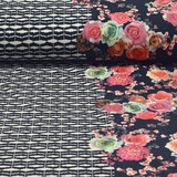 Scuba Crêpe Stampato Flores Blu Navy