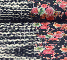 Scuba Crepe Printed Flores Navy Blue Scuba Crepe Printed Flores Navy Blue