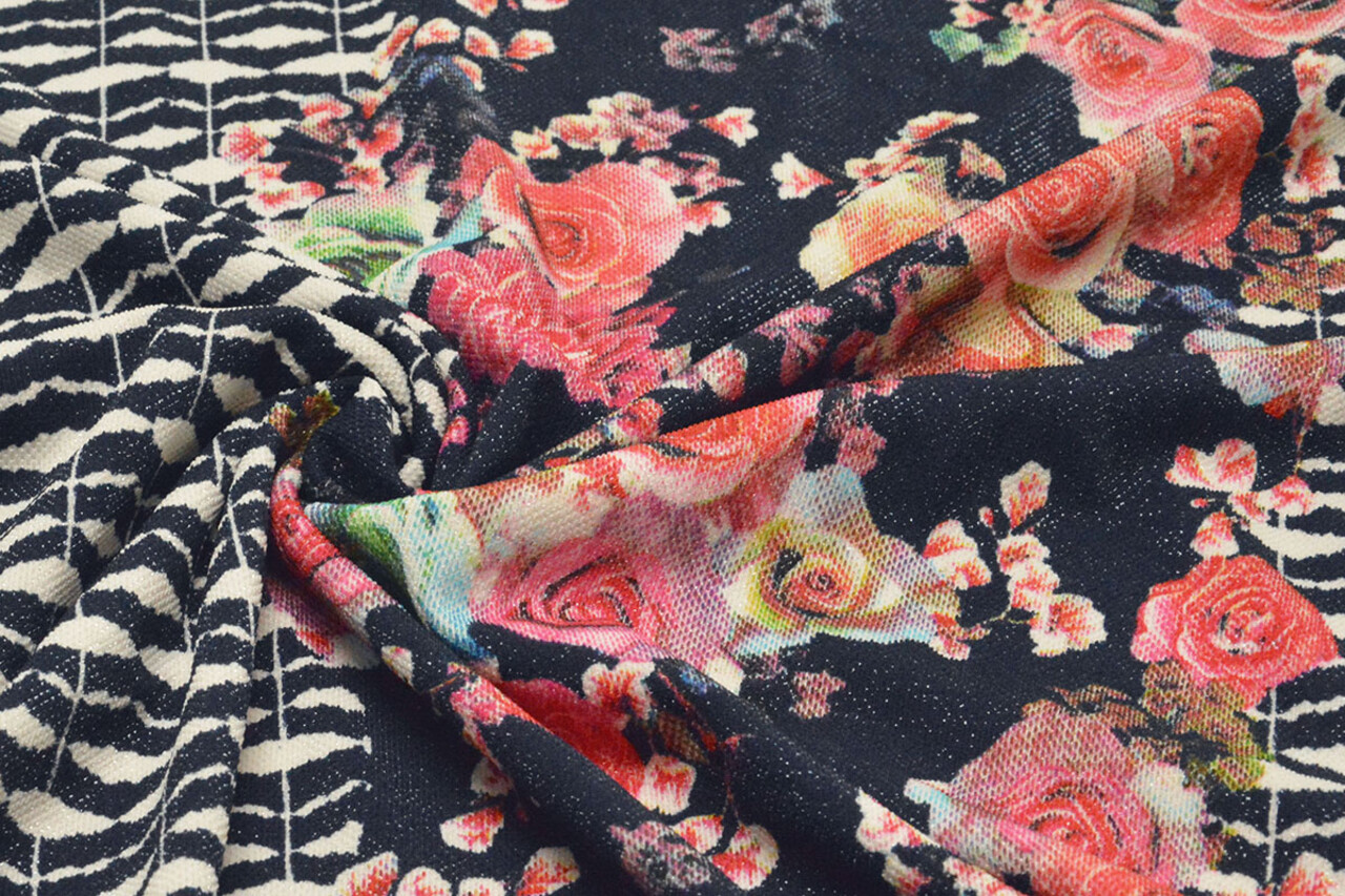 Scuba Crepe Bedrukt Flores Marine Blauw