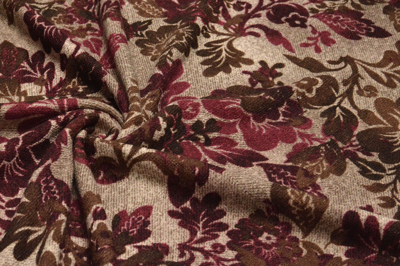 Winter Jersey Kwiaty Bruin Wijnrood Winter Jersey Kwiaty Bruin Wijnrood