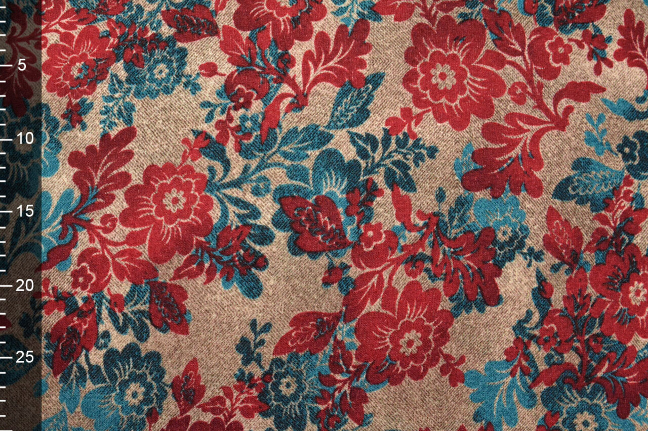 Winter Jersey Kwiaty Petrol Rood