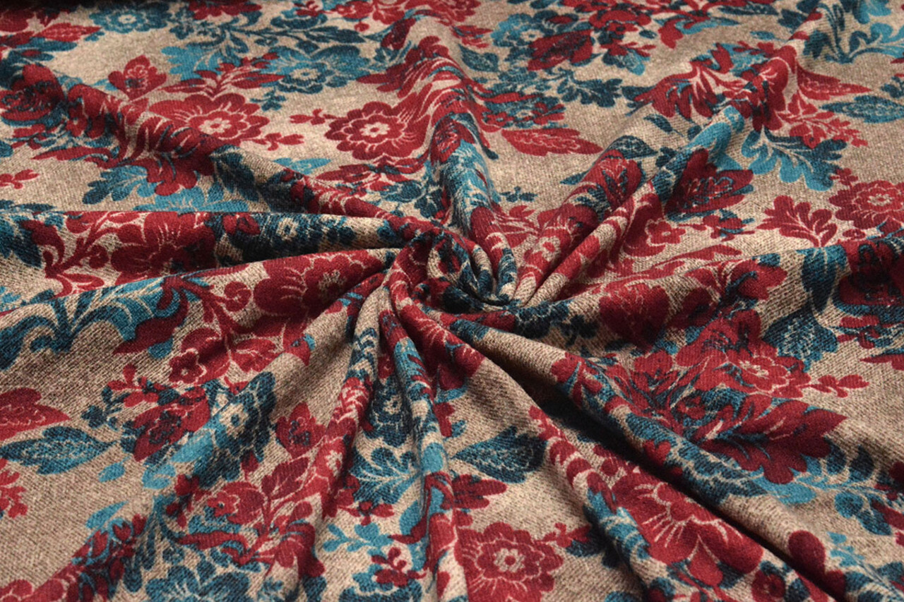 Winter Jersey Kwiaty Petrol Rood