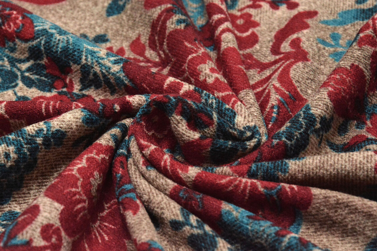 Winter Jersey Kwiaty Petrol Red