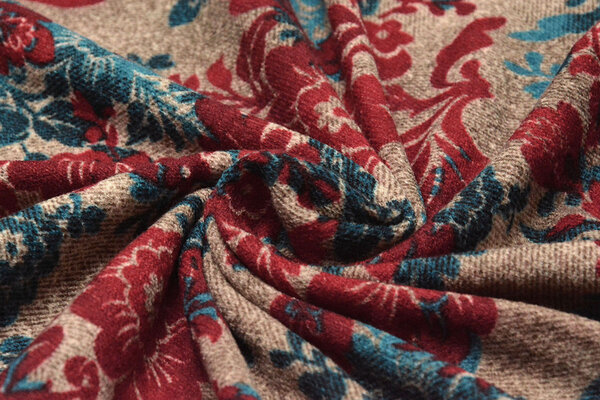 Winter Jersey Kwiaty Petrol Rot